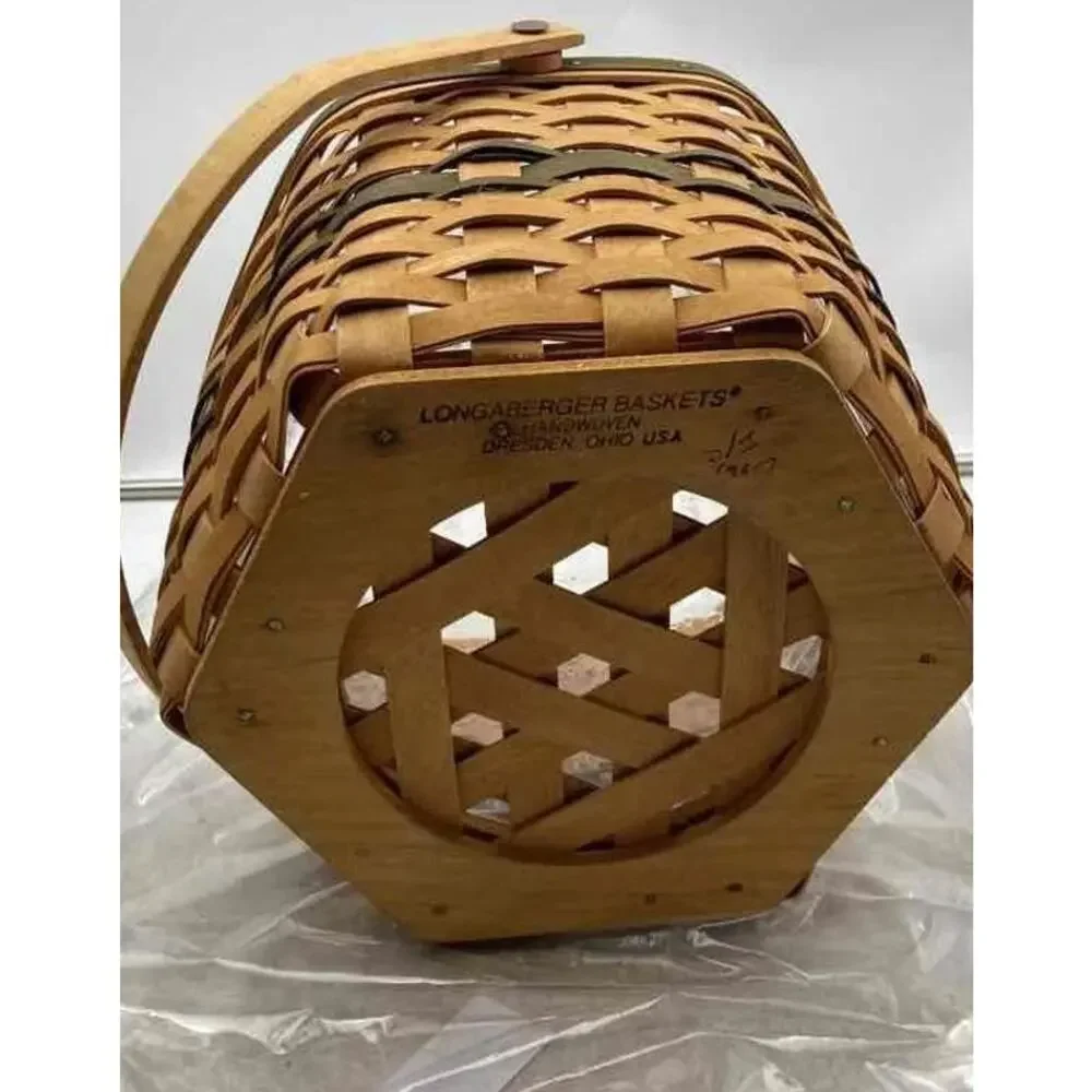 Longaberger Christmas Collection 1997 Snowflake Basket Wood Hexagon Handmade